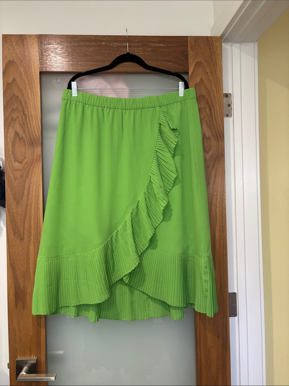 J. Crew Lime Green Ruffle High-Low Skirt